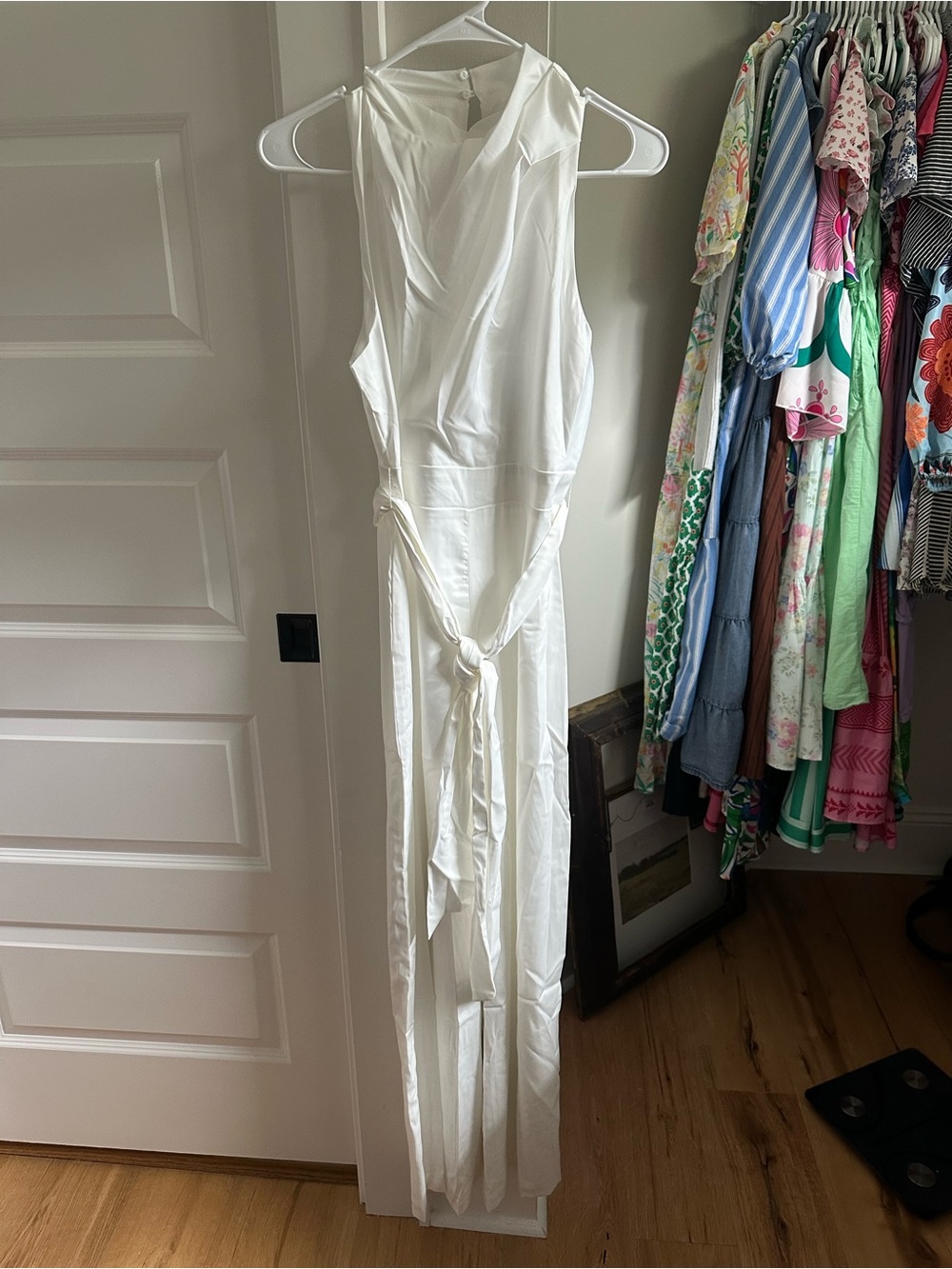 White Sleeveless Wrap Jumpsuit